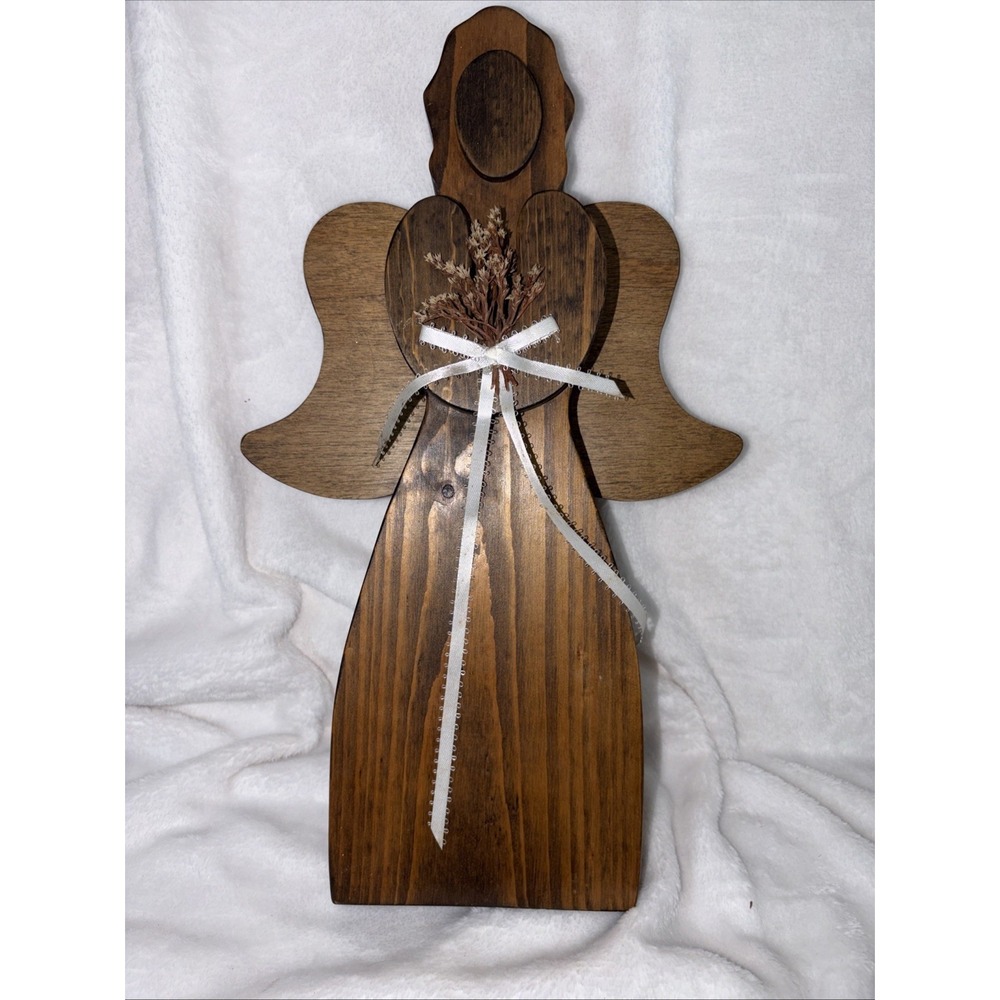 Handcrafted‎ primitive Rustic Angel Wall Hanging 3D layered Farmhouse Folk art
